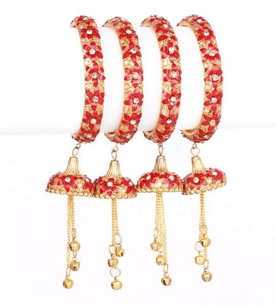 Red Color Wedding Festive Latkan Bangles Set for a Touch of Elegance 02