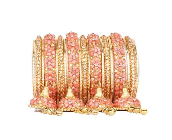 Pink Color Wedding Bangles Set with Jhoomer Latkan 03