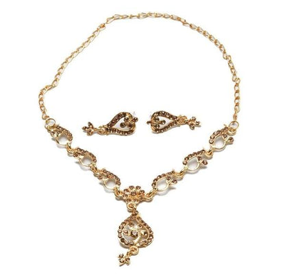 Elegant Alloy Golden Traditional Necklace Set 03