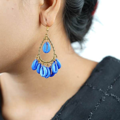 Gold-Plated Handcrafted Blue Color Earrings for Women 02