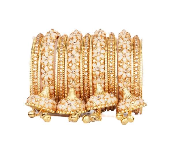 Elegant Metal Wedding Bangles Set With Stunning Jhoomer Latkan 03