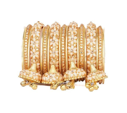 Elegant Metal Wedding Bangles Set With Stunning Jhoomer Latkan 03