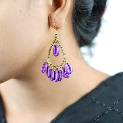 Gold-Plated Handcrafted Purple Color Earrings for Women 02