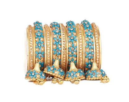 Surf Color Wedding Bangles Set with Jhoomer Latkan 03