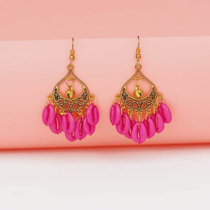 Golden and Rani Color Graceful Fashion Earrings