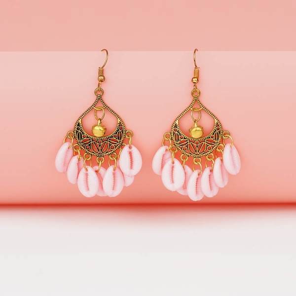 Golden and Pink Color Graceful Fashion Earrings