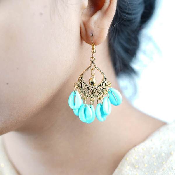 Golden and Surf Color Graceful Fashion Earrings 02