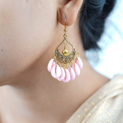 Golden and Pink Color Graceful Fashion Earrings 02