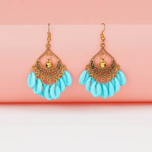 Golden and Surf Color Graceful Fashion Earrings