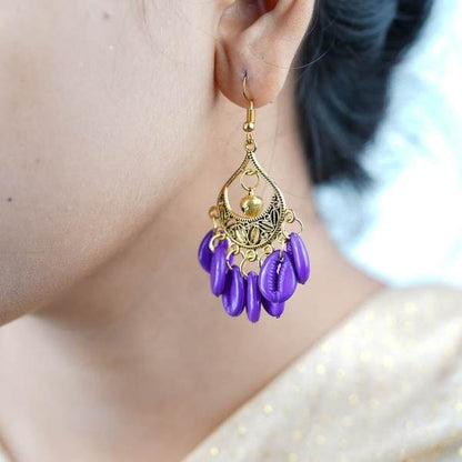 Golden and Purple Color Graceful Fashion Earrings 02