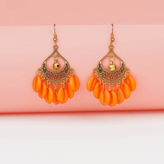 Golden and Orange Color Graceful Fashion Earrings