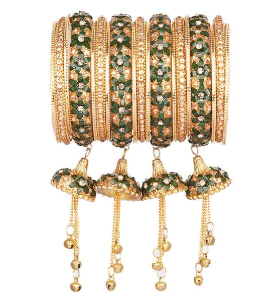 Glamorous Metal Wedding Bangles Set With Stunning Jhoomer Latkan 02