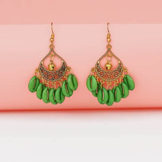 Golden and Green Color Graceful Fashion Earrings