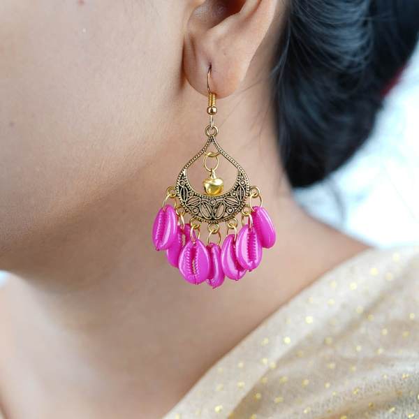 Golden and Rani Color Graceful Fashion Earrings 02