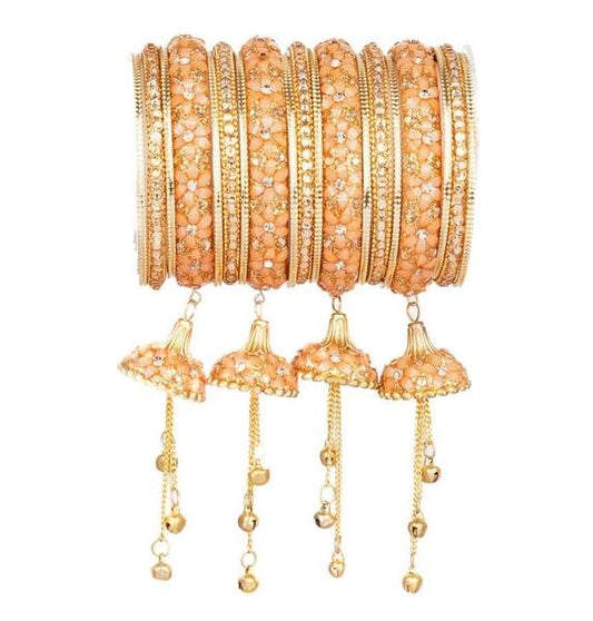 Metal Wedding Bangles Set With Beautiful Jhoomer Latkan