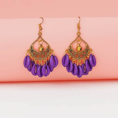 Golden and Purple Color Graceful Fashion Earrings