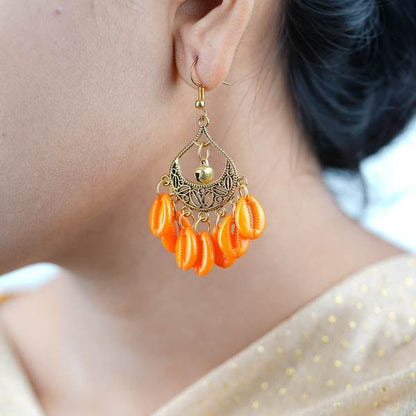 Golden and Orange Color Graceful Fashion Earrings 02