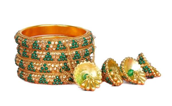 Wedding Ladies Green Color Latkan Bangle Set 03