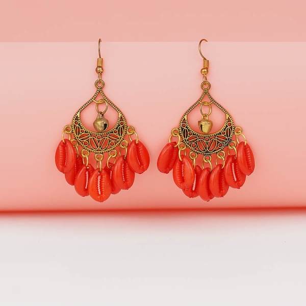 Golden and Red Color Graceful Fashion Earrings