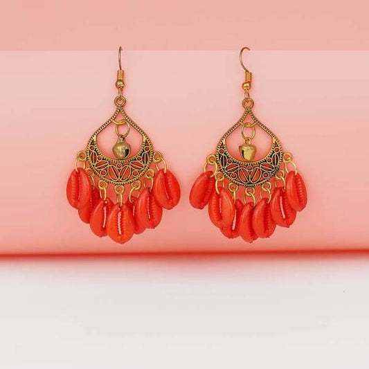 Golden and Red Color Graceful Fashion Earrings