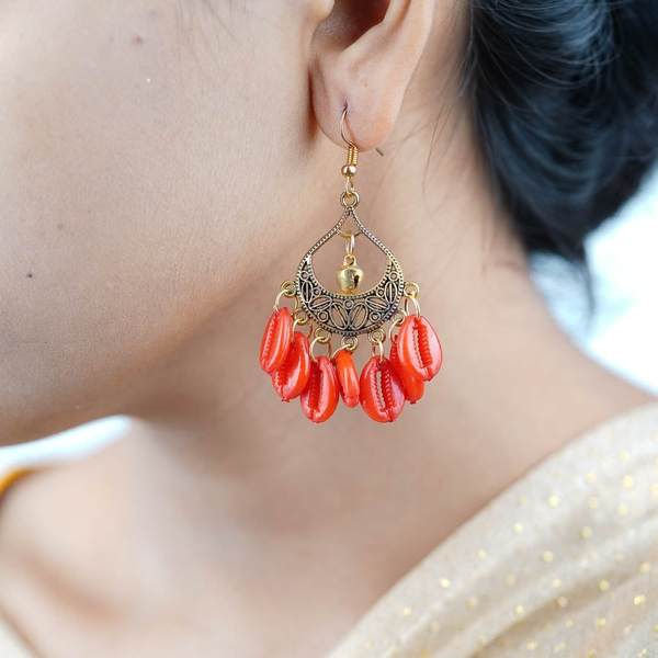 Golden and Red Color Graceful Fashion Earrings 02