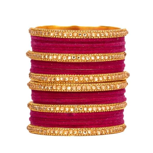 Designer Metal Bangles with Zircon and Velvet for Women and Girls