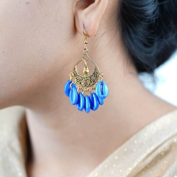 Golden and Blue Color Graceful Fashion Earrings 02