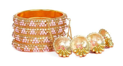 Wedding Ladies Pink Color Latkan Bangle Set 03