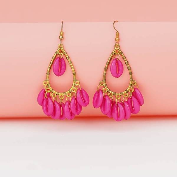 Gold-Plated Handcrafted Rani Color Earrings for Women