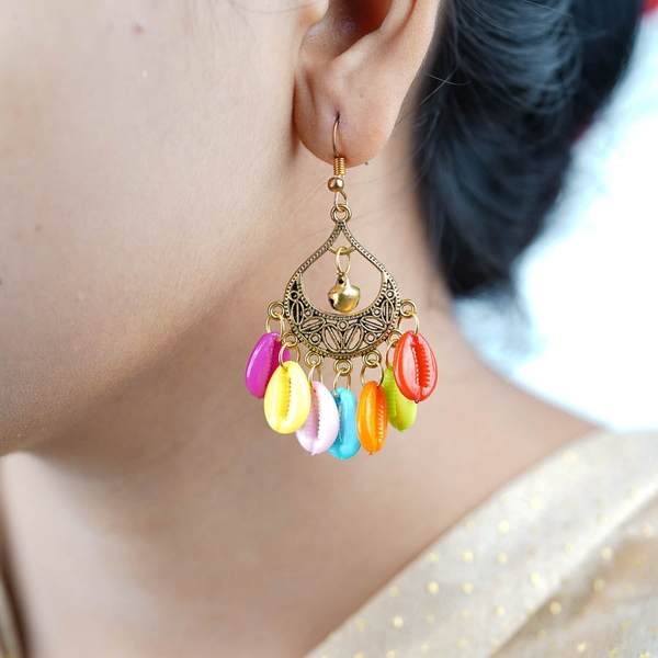 Golden and Multicolor Graceful Fashion Earrings 02