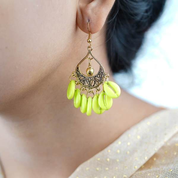 Golden and Lime Color Graceful Fashion Earrings 02