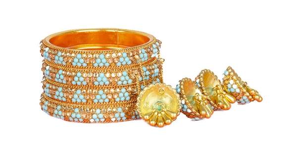 Wedding Ladies Surf Color Latkan Bangle Set 03