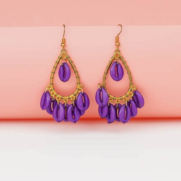 Gold-Plated Handcrafted Purple Color Earrings for Women