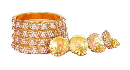 Wedding Ladies Baby Pink Color Latkan Bangle Set 03