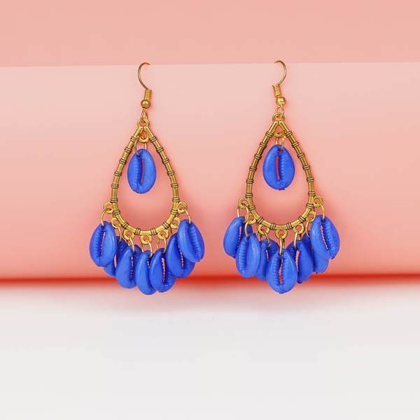 Gold-Plated Handcrafted Blue Color Earrings for Women