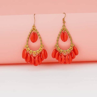 Gold-Plated Handcrafted Red Color Earrings for Women