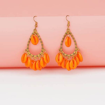 Gold-Plated Handcrafted Orange Color Earrings for Women