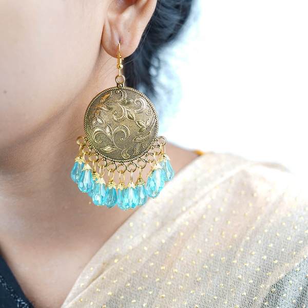 Alloy Surf Color Big Antiqe Gold-Plated Chandbali Earring Set 02