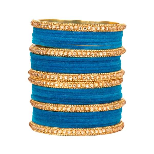 Chic Zircon Stone Metal Bangles with Velvet Accents for Women and Girls