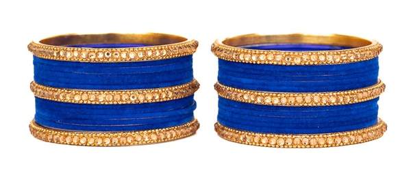 Elegant Metal Bangles Set with Zircon Stones & Velvet Finish for Women 02