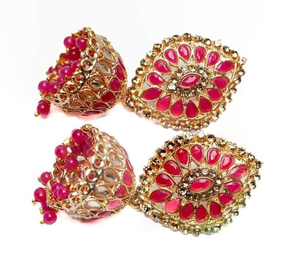 Gold-Plated Rani Dome Shaped Kundan Studded Jhumka 02