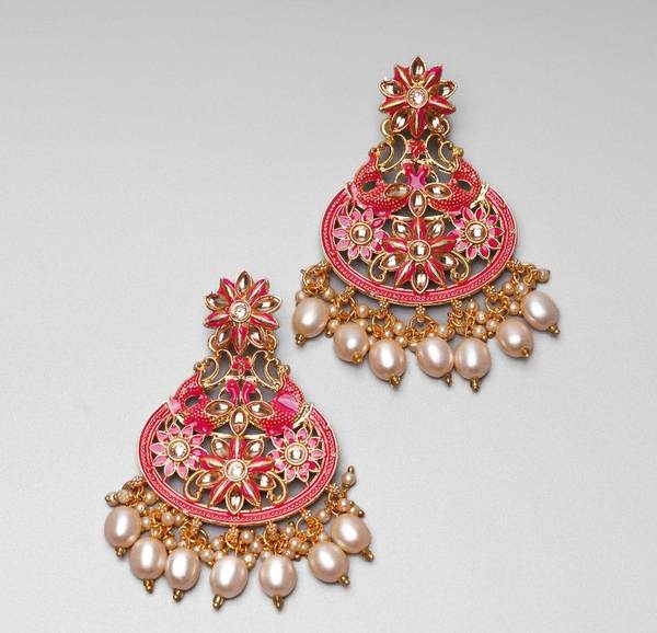 Rani Color Antique Kundan Earrings 03