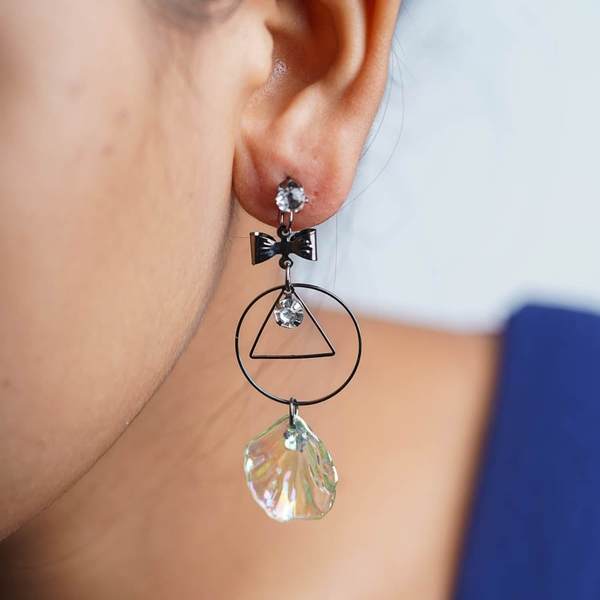 Black & Lime Color Light weight Stone Drop Earring for Women