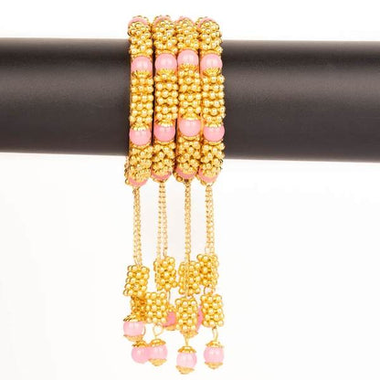 Beautiful Pink Color Alloy Latkan Bangles Women & Girls Styles 03