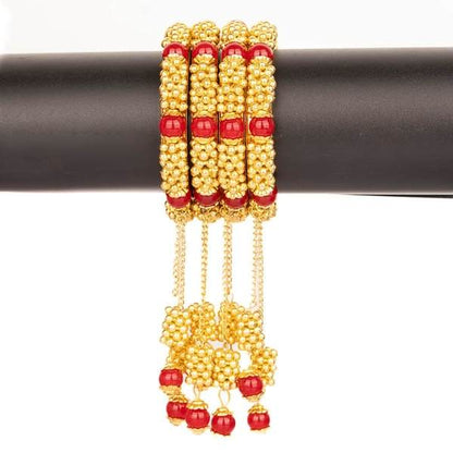 Beautiful Red Color Alloy Latkan Bangles Women & Girls Styles 02