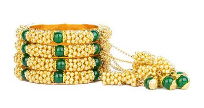 Beautiful Green Color Alloy Latkan Bangles Women & Girls Styles 03