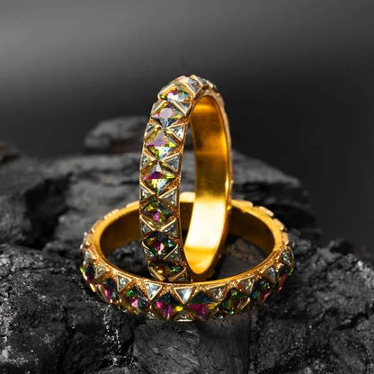 Multicolor Gold Plated Zircon Bangle for Women Stylish & Affordable