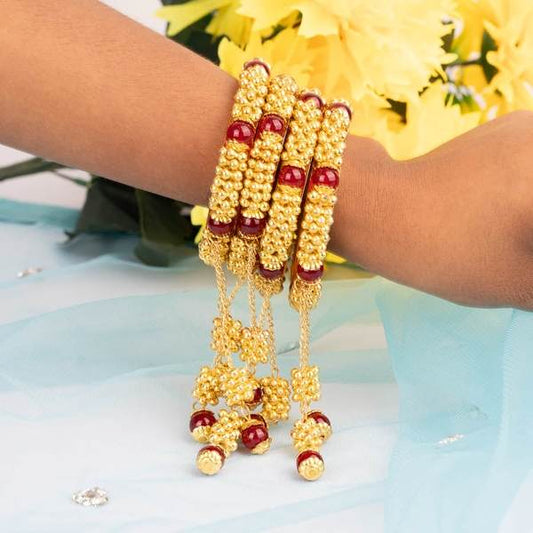 Beautiful Rani Color Alloy Latkan Bangles Women & Girls Styles