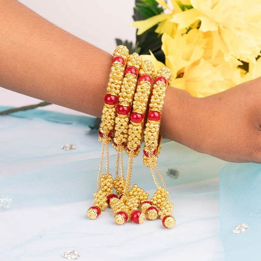 Beautiful Red Color Alloy Latkan Bangles Women & Girls Styles