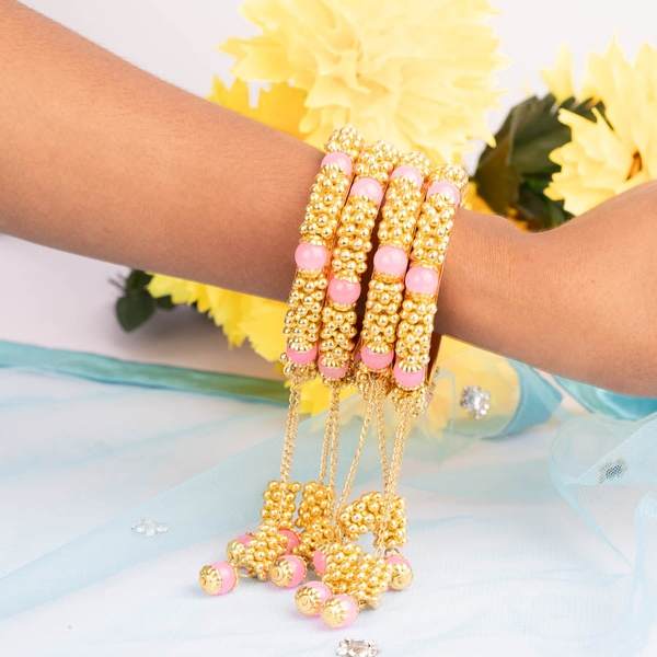 Beautiful Pink Color Alloy Latkan Bangles Women & Girls Styles